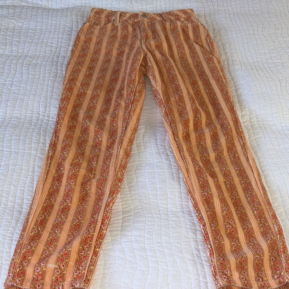 BDG Urban Outfitters Mom High Rise Corduroy Striped Floral Pants - Picture 4 of 9